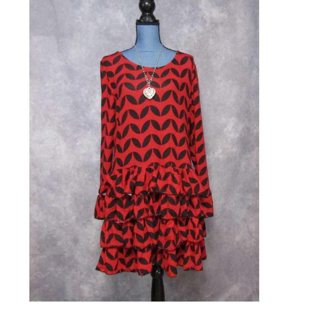 NWT Reborn Red & Black Ruffled Dress Size XL